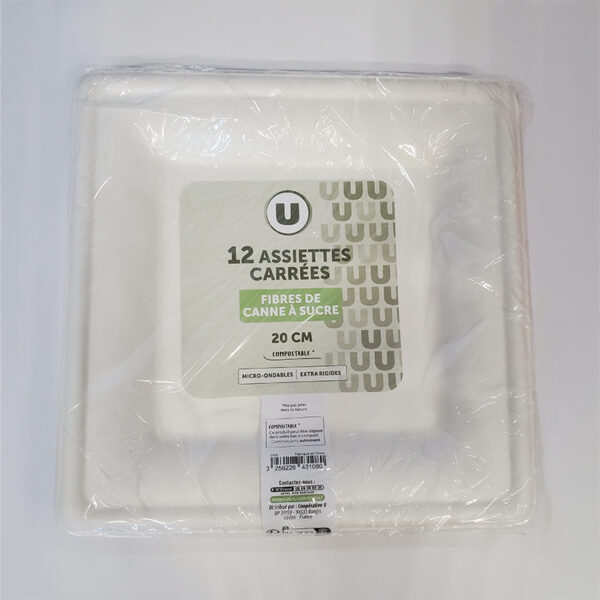 Assiette carrée pulpe U 20cm x12